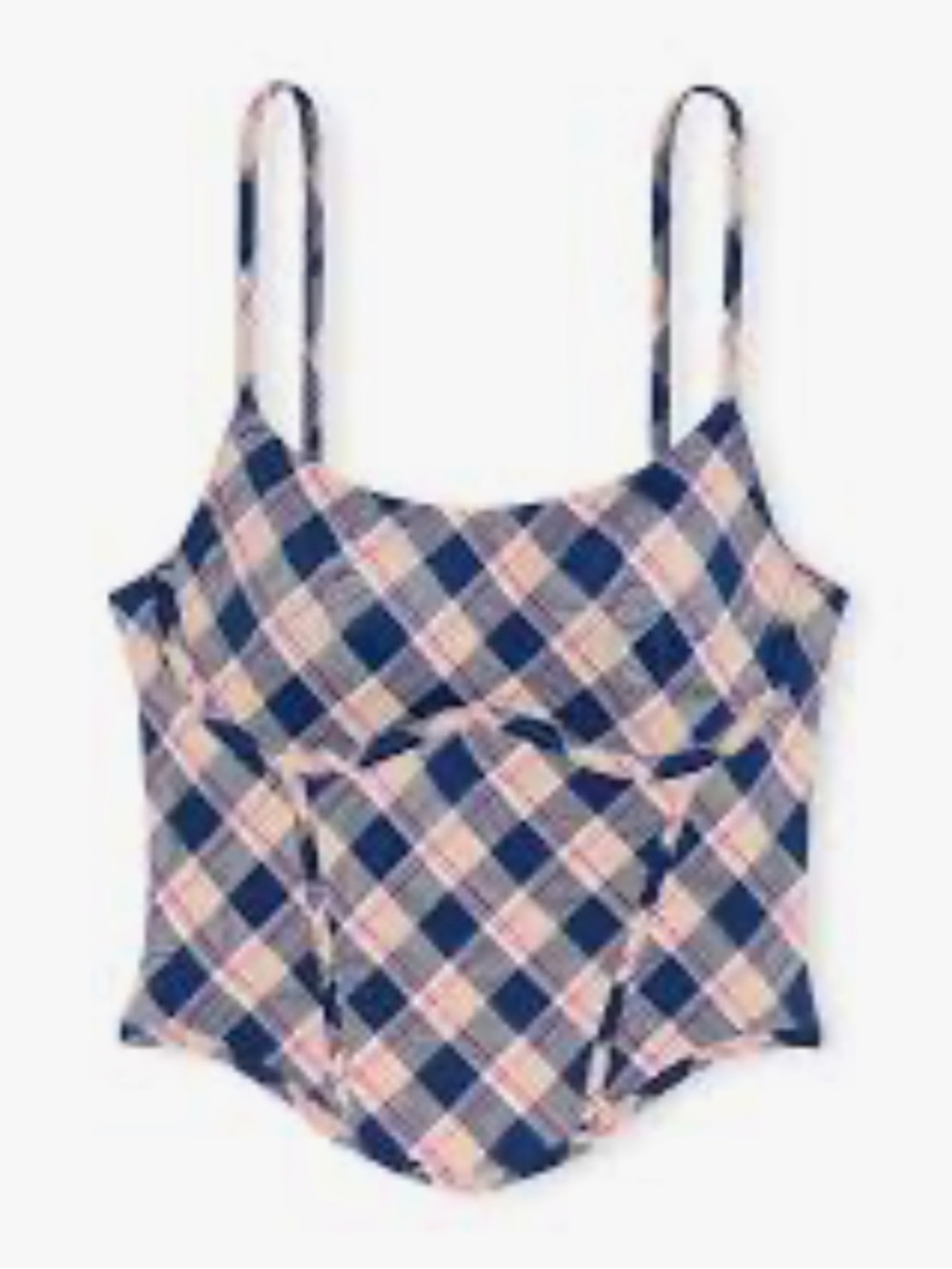 NWT PINK Victoria's Secret Pink & Navy Plaid Longline Bustier Bralette